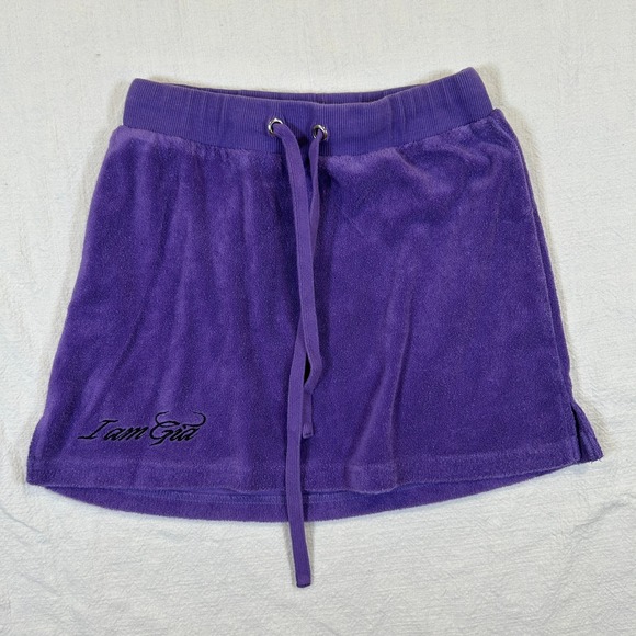 I.AM.GIA Dresses & Skirts - I.AM.GIA Purple Velour Mini Skirt XXS Drawstring Logo Terry Y2K Streetwear
